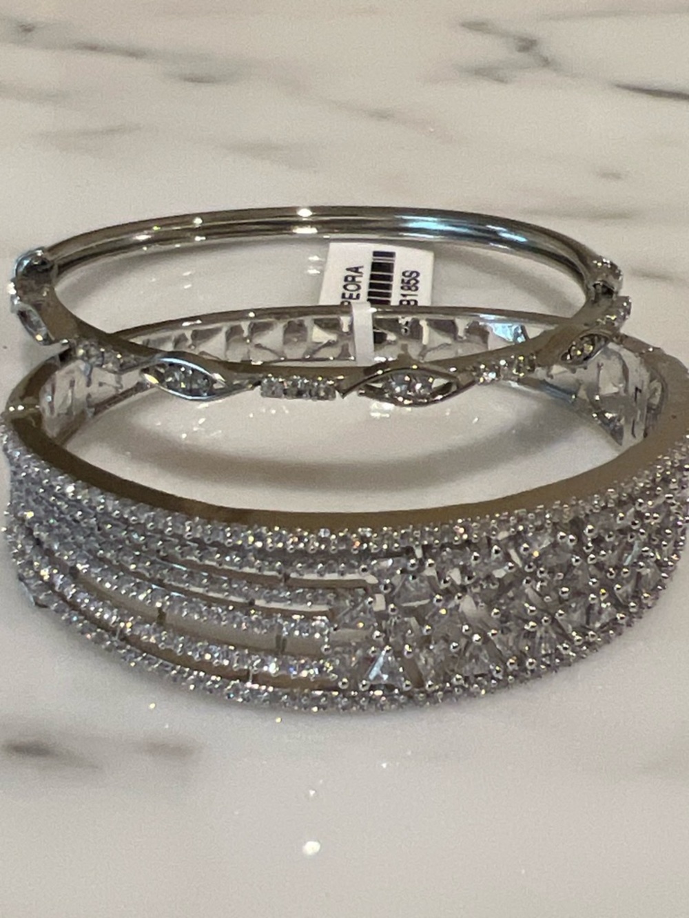Silver Crystal Multi-Row Bangle Set - Women Jewelry